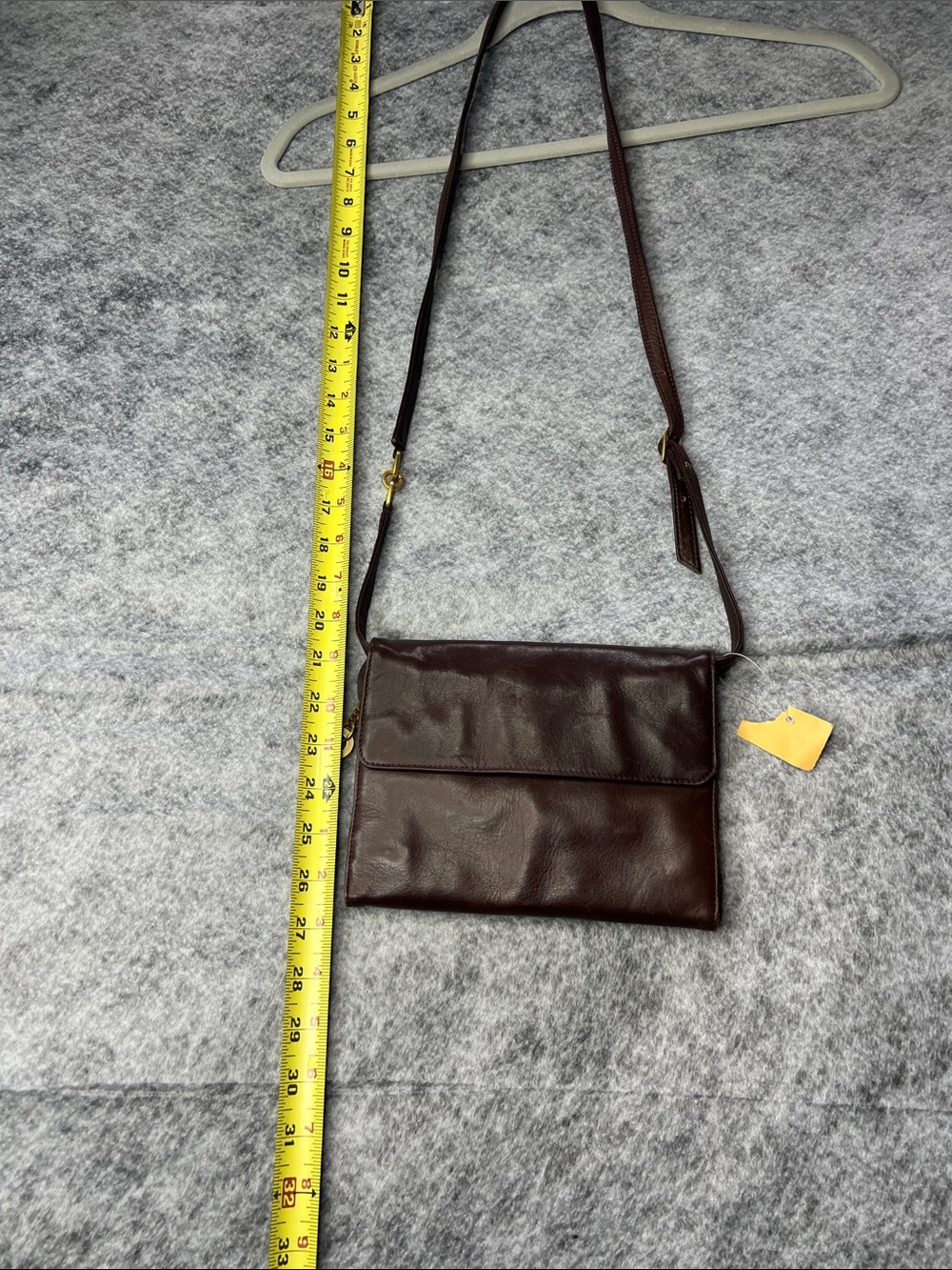Perlina Dark Brown Leather Messenger Crossbody